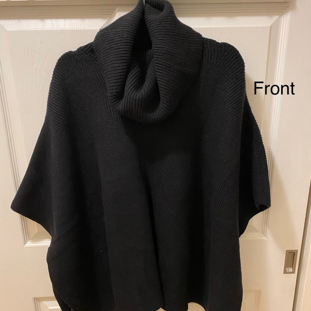 Chunky Turtleneck Black Poncho/Sweater